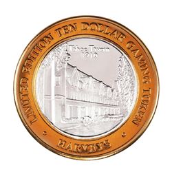 .999 Silver Harveys Lake Tahoe, Nevada $10 Casino Limited Edition Gaming Token