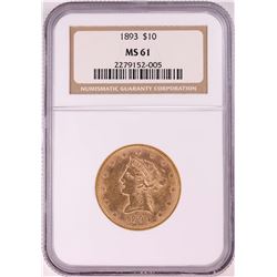 1893 $10 Liberty Head Eagle Coin NGC MS61