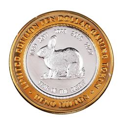 .999 Silver Reno Hilton Nevada $10 Casino Limited Edition Gaming Token
