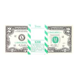 Pack of (100) Consecutive 2013 $2 Federal Reserve STAR Notes San Francisco