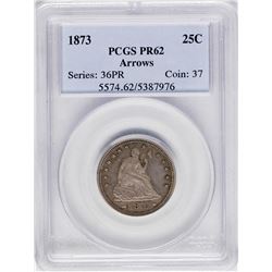 1873 Proof Seated Liberty Quarter Coin PCGS PR62 Arrows