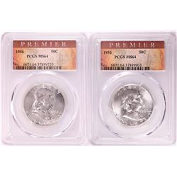 Lot of (2) 1956 Franklin Half Dollar Coins PCGS MS64