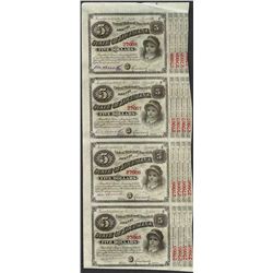 Uncut Sheet of (4) State of Louisiana Baby Bond Obsolete Notes
