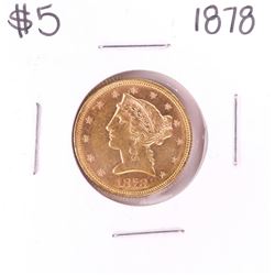 1878 $5 Liberty Head Half Eagle Gold Coin