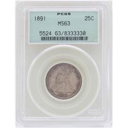 1891 Seated Liberty Quarter Coin PCGS MS63