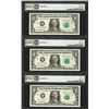 Image 2 : (3) Consec. 1999 $1 Federal Reserve Notes Solvent Smear ERROR PMG Ch. Uncirculated 64