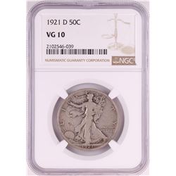 1921-D Walking Liberty Half Dollar Coin NGC VG10