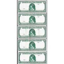 Lot of (5) Different 1929 Ten Unit American Bank Note Company Test Notes