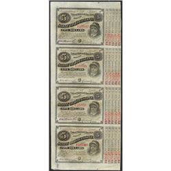 Uncut Sheet of (4) State of Louisiana Baby Bond Obsolete Notes