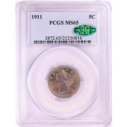 1911 Liberty V Nickel Coin PCGS MS65 CAC