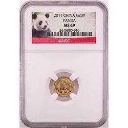 2011 China 20 Yuan Panda Gold Coin NGC MS69