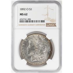 1892-O $1 Morgan Silver Dollar Coin NGC MS62