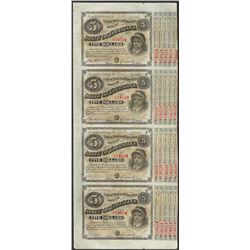 Uncut Sheet of (4) State of Louisiana Baby Bond Obsolete Notes