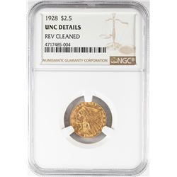 1928 $2 1/2 Indian Head Quarter Eagle Gold Coin NGC Unc Details