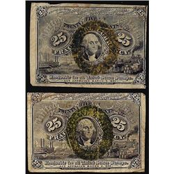 Lot of (2) 1863 Twenty-Five Cent Second Issue Fractional Currency Notes