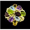 Image 1 : 14KT Yellow Gold Ladies 10.00 ctw Multi-Color Semi-Precious Gemstone and Diamond Ring