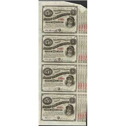 Uncut Sheet of (4) State of Louisiana Baby Bond Obsolete Notes