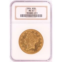 1904 $20 Liberty Head Double Eagle Gold Coin NGC MS61