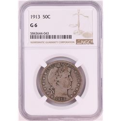 1913 Barber Half Dollar Coin NGC G6