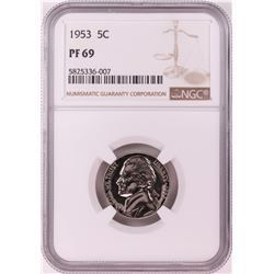 1953 Proof Jefferson Nickel Coin NGC PF69