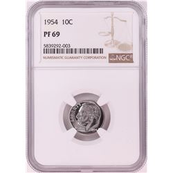 1954 Proof Roosevelt Dime Coin NGC PF69