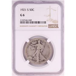 1921-S Walking Liberty Half Dollar Coin NGC G6