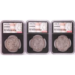 Lot of 1896-O, 1897-S, & 1898 $1 Morgan Silver Dollar Coins NGC Genuine