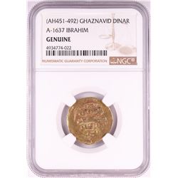 AH451-492 Ghaznavid Dinar A-1637 Ibrahim Gold Coin NGC Genuine