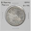 Image 1 : 1890 Go RR Mexico 8 Reales Caps & Rays Silver Coin