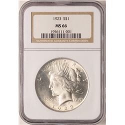 1923 $1 Peace Silver Dollar Coin NGC MS66