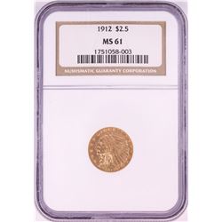 1912 $2 1/2 Indian Head Quarter Eagle Gold Coin NGC MS61