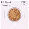 Image 1 : 1901-S $5 Liberty Head Half Eagle Gold Coin