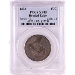 1838 Reeded Edge Capped Bust Half Dollar Coin PCGS XF45