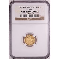 2008P $15 Australia Proof Koala Gold Coin NGC PF69 Ultra Cameo