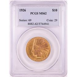 1926 $10 Indian Head Half Eagle Gold Coin PCGS MS62