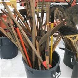 FT.MAC: ASSORTED BROOMS, SHOVELS, SCRAPERS