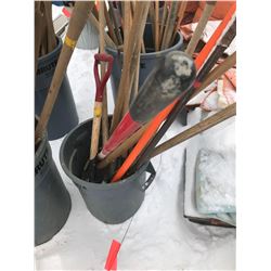 FT.MAC: ASSORTED BROOMS, SHOVELS, SCRAPERS