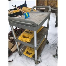 FT.MAC: LOT OF 2 PLASTIC & ALUMINUM 4 WHEEL CARTS