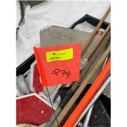 FT.MAC: LOT OF VARIOUS HAND HELD SIGNS AND STAND