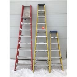 FT.MAC: 3 ASSORTED FIBREGLASS STEP LADDERS