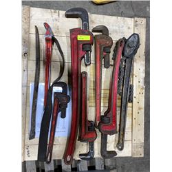 SH. PARK: LOT OF ASSORTED PIPE WRENCHES AND TOOLS