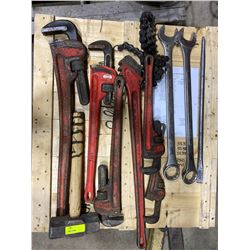 SH. PARK: LOT OF ASSORTED PIPE WRENCHES & MORE