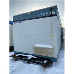 FT. MAC: 60FT TOOL CRIB ON SKID, C/W METAL SHELVIN