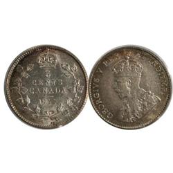 1911 Canada Five Cents-PCGS AU58
