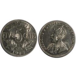 1928 Canada Five Cents-ICCS AU55