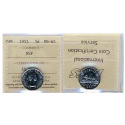 1953NSF Canada Five Cents-ICCS MS65