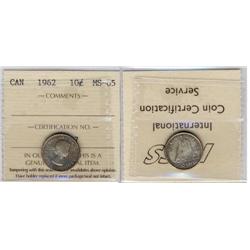 1962 Canada Ten Cents-ICCS MS65