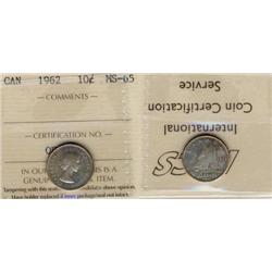 1962 Canada Ten Cents-ICCS MS65
