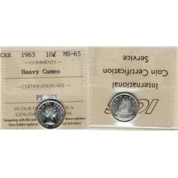1963 Canada Ten Cents-ICCS MS65HC