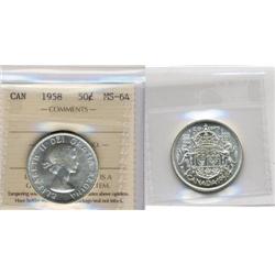 1958 Canada Fifty Cents-ICCS MS64